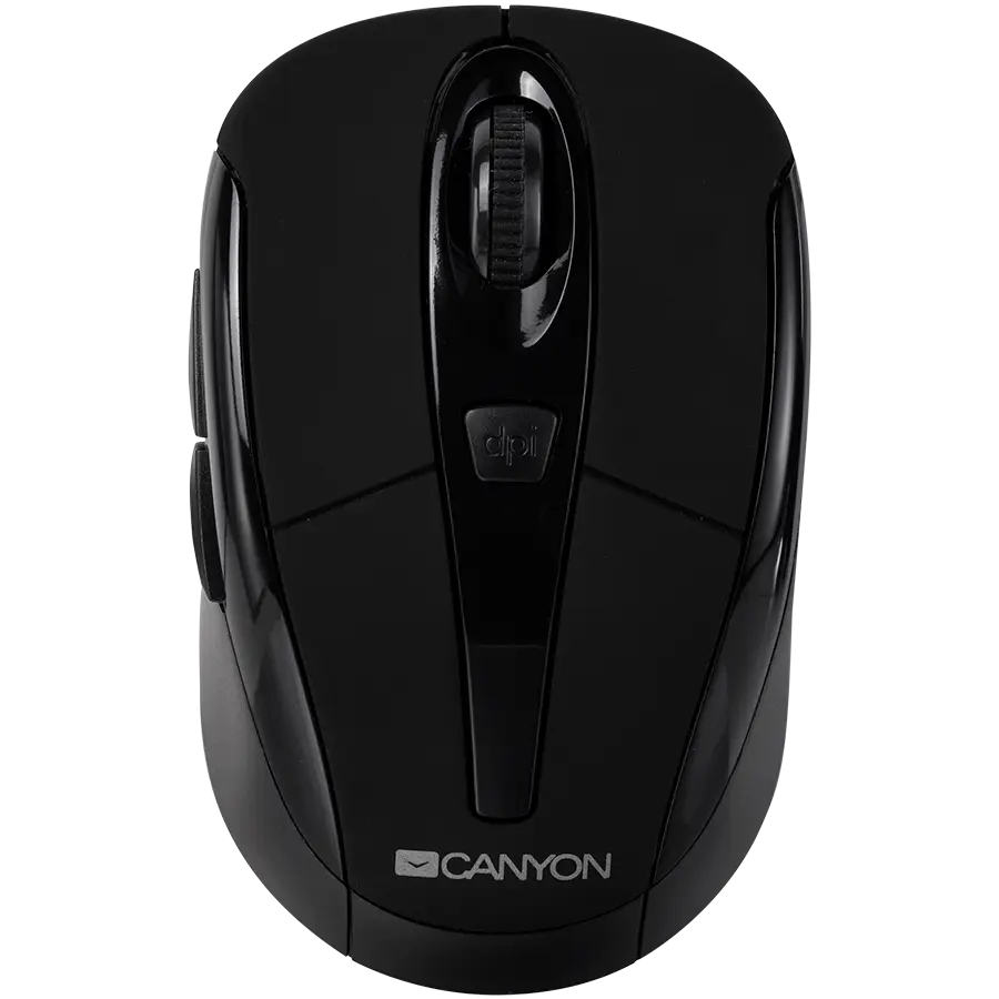CANYON MSO-W6, 2.4GHz wireless optical mouse with 6 buttons, DPI 800/1200/1600, Black, 92*55*35mm, 0.054kg