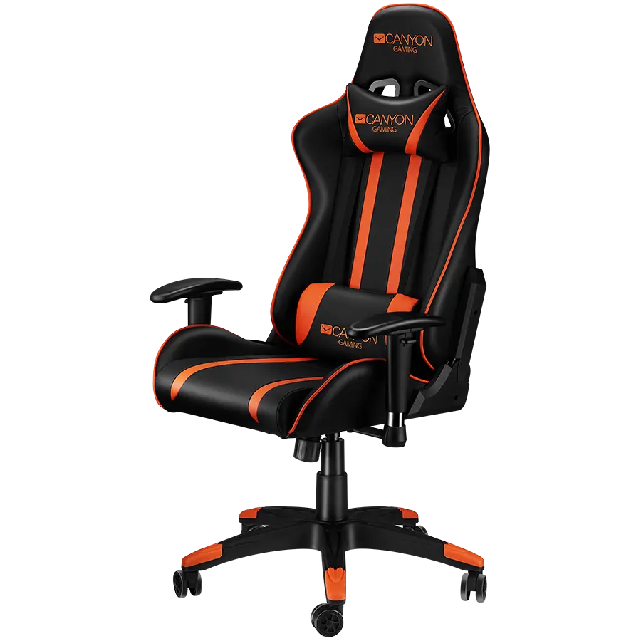 CANYON Fobos GС-3, Gaming chair, PU leather, Cold molded foam, Metal Frame, Top gun mechanism, 90-165 dgree, 2D armrest, Class 4 gas lift, Nylon 5 Stars Base, 60mm PU caster, black+Orange.