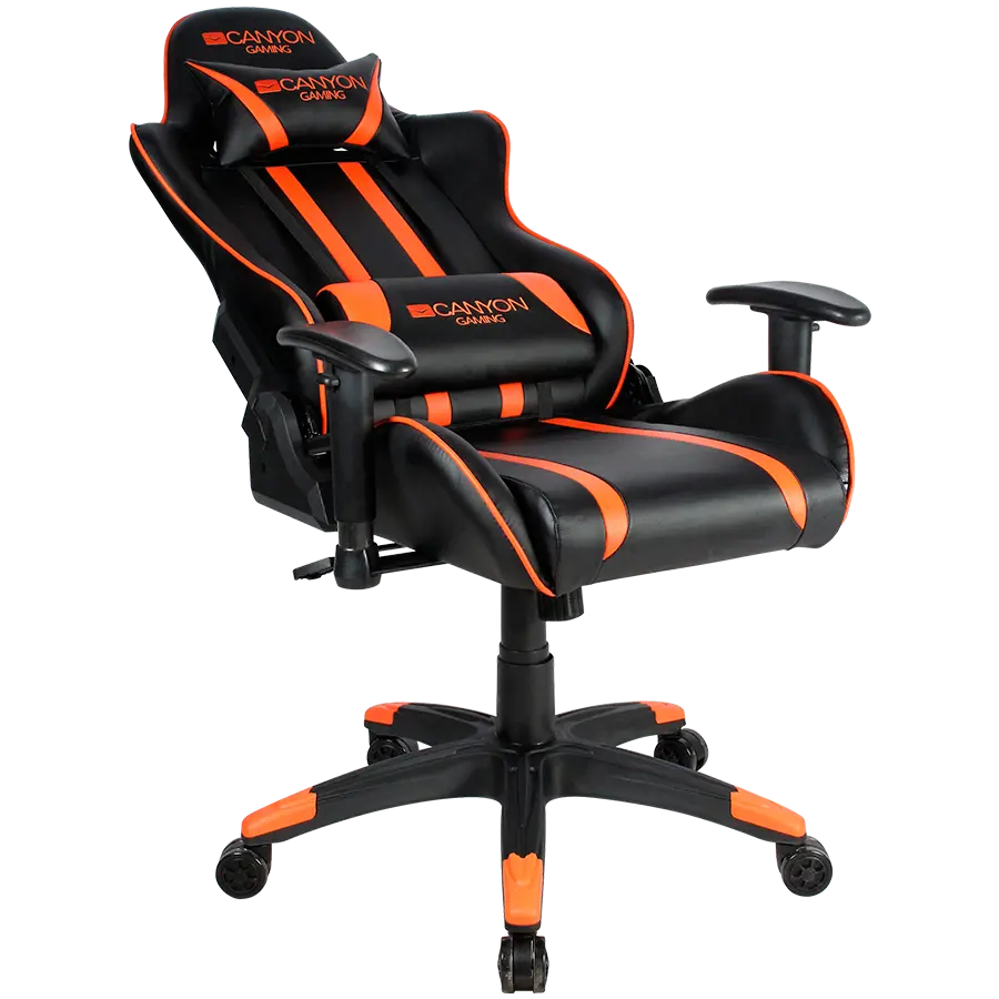 CANYON Fobos GС-3, Gaming chair, PU leather, Cold molded foam, Metal Frame, Top gun mechanism, 90-165 dgree, 2D armrest, Class 4 gas lift, Nylon 5 Stars Base, 60mm PU caster, black+Orange.