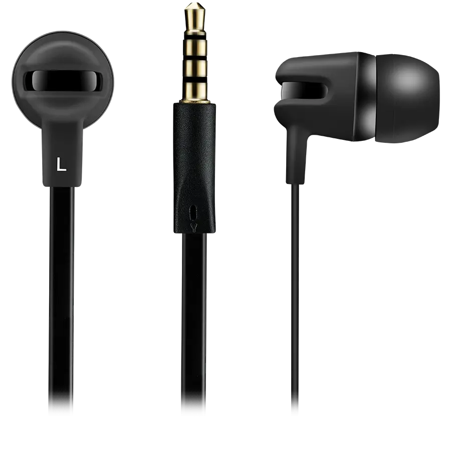 CANYON SEP-4 Stereo earphone with microphone, 1.2m flat cable, Black, 22*12*12mm, 0.013kg