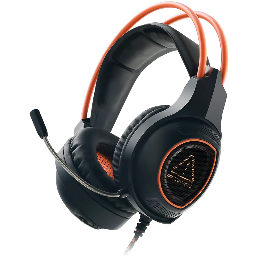 CANYON Nightfall GH-7, Gaming headset with 7.1 USB connector, adjustable volume control, orange LED backlight, cable length 2m, Black, 182*90*231mm, 0.336kg