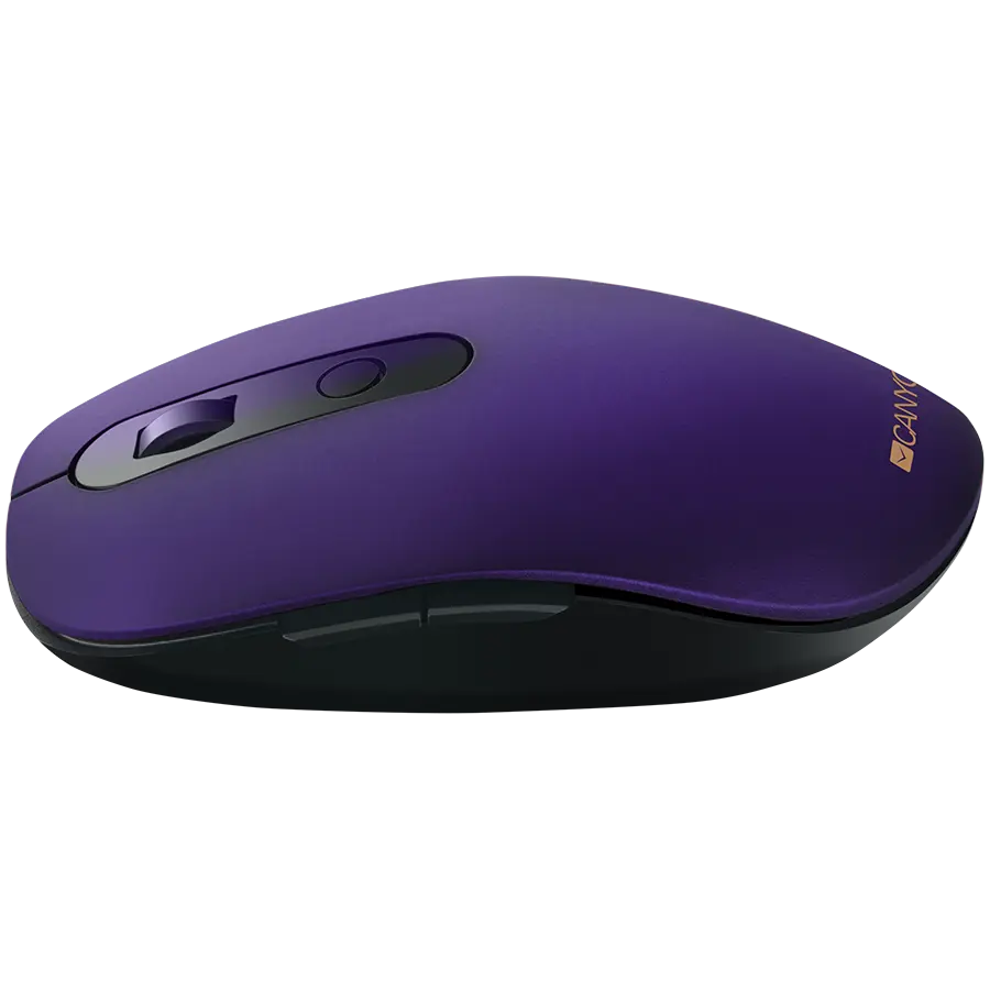 CANYON MW-9, 2 in 1 Wireless optical mouse with 6 buttons, DPI 800/1000/1200/1500, 2 mode(BT/ 2.4GHz), Battery AA*1pcs, Violet, silent switch for right/left keys, 65.4*112.25*32.3mm, 0.092kg