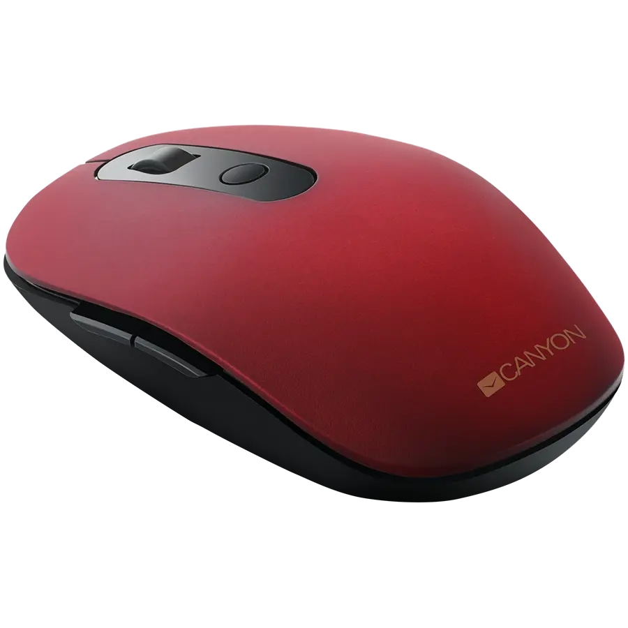 CANYON MW-9, 2 in 1 Wireless optical mouse with 6 buttons, DPI 800/1000/1200/1500, 2 mode(BT/ 2.4GHz), Battery AA*1pcs, Red, silent switch for right/left keys, 65.4*112.25*32.3mm, 0.092kg