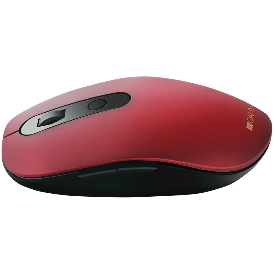 CANYON MW-9, 2 in 1 Wireless optical mouse with 6 buttons, DPI 800/1000/1200/1500, 2 mode(BT/ 2.4GHz), Battery AA*1pcs, Red, silent switch for right/left keys, 65.4*112.25*32.3mm, 0.092kg