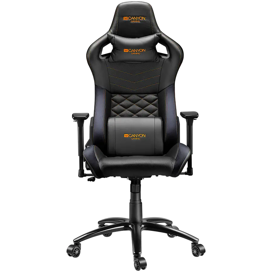 CANYON Nightfall GС-7, Gaming chair, PU leather, Cold molded foam, Metal Frame, Top gun mechanism, 90-160 dgree, 3D armrest, Class 4 gas lift, metal base ,60mm Nylon Castor, black and orange stitching