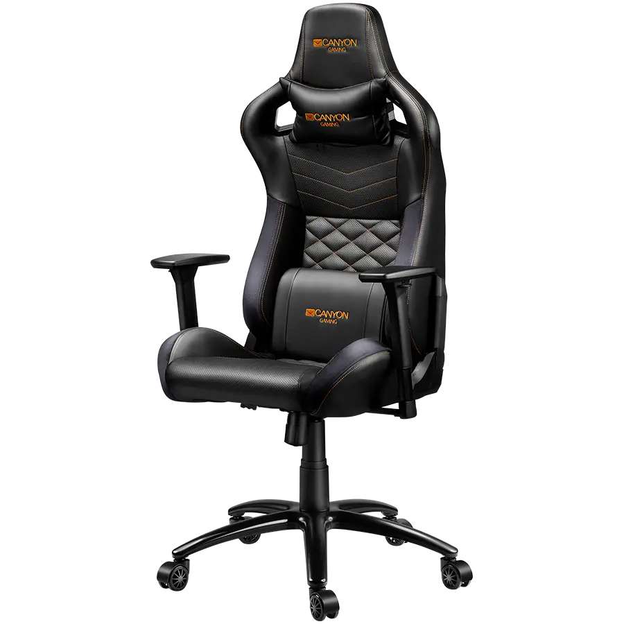 CANYON Nightfall GС-7, Gaming chair, PU leather, Cold molded foam, Metal Frame, Top gun mechanism, 90-160 dgree, 3D armrest, Class 4 gas lift, metal base ,60mm Nylon Castor, black and orange stitching