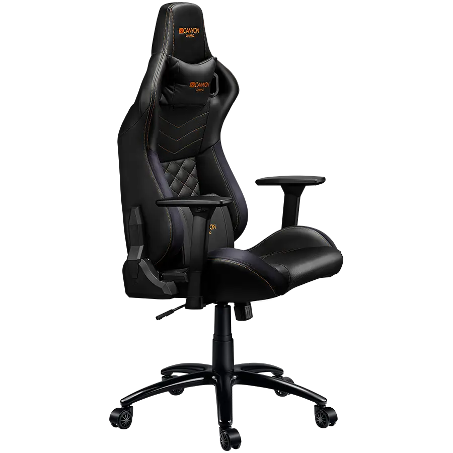 CANYON Nightfall GС-7, Gaming chair, PU leather, Cold molded foam, Metal Frame, Top gun mechanism, 90-160 dgree, 3D armrest, Class 4 gas lift, metal base ,60mm Nylon Castor, black and orange stitching