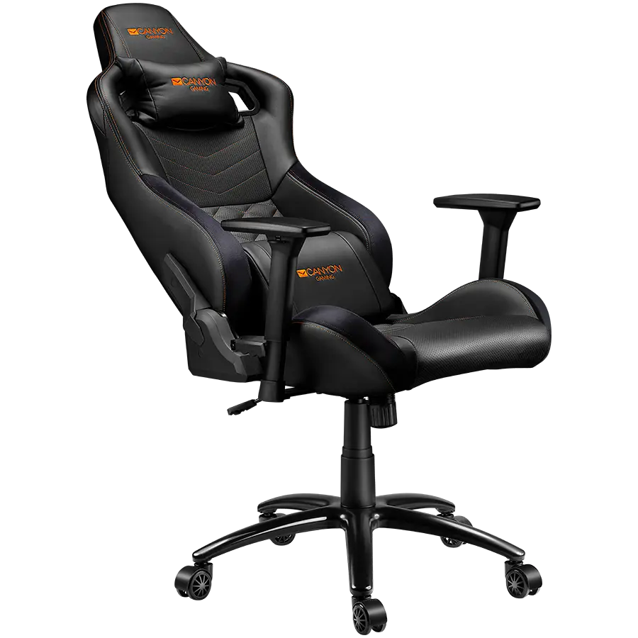 CANYON Nightfall GС-7, Gaming chair, PU leather, Cold molded foam, Metal Frame, Top gun mechanism, 90-160 dgree, 3D armrest, Class 4 gas lift, metal base ,60mm Nylon Castor, black and orange stitching