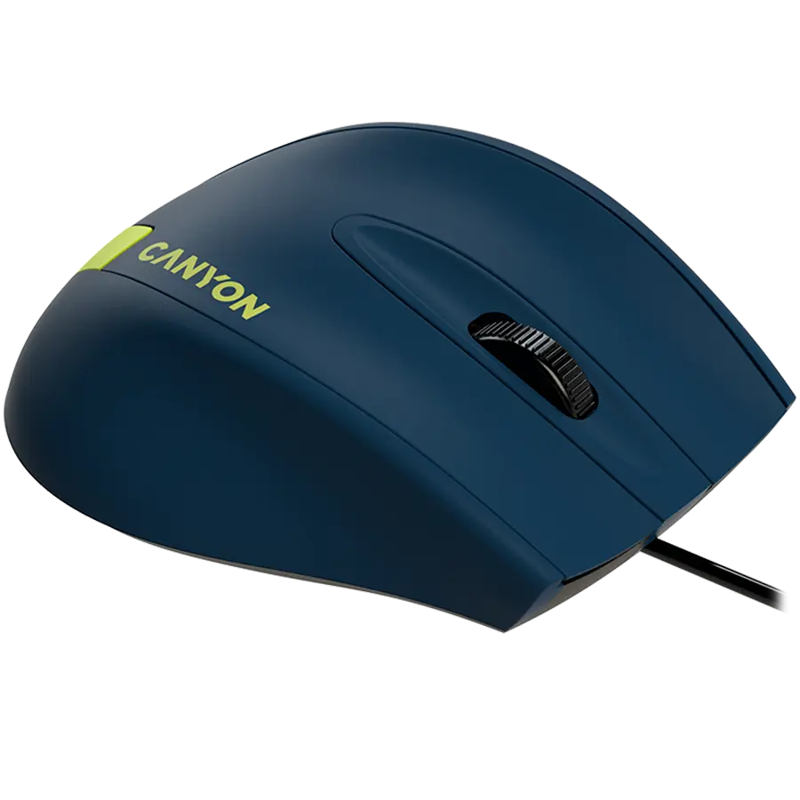 CANYON Wired Optical Mouse with 3 keys, DPI 1000 With 1.5M USB cable,Blue-Yellow,size 68*110*38mm,weight:0.072kg