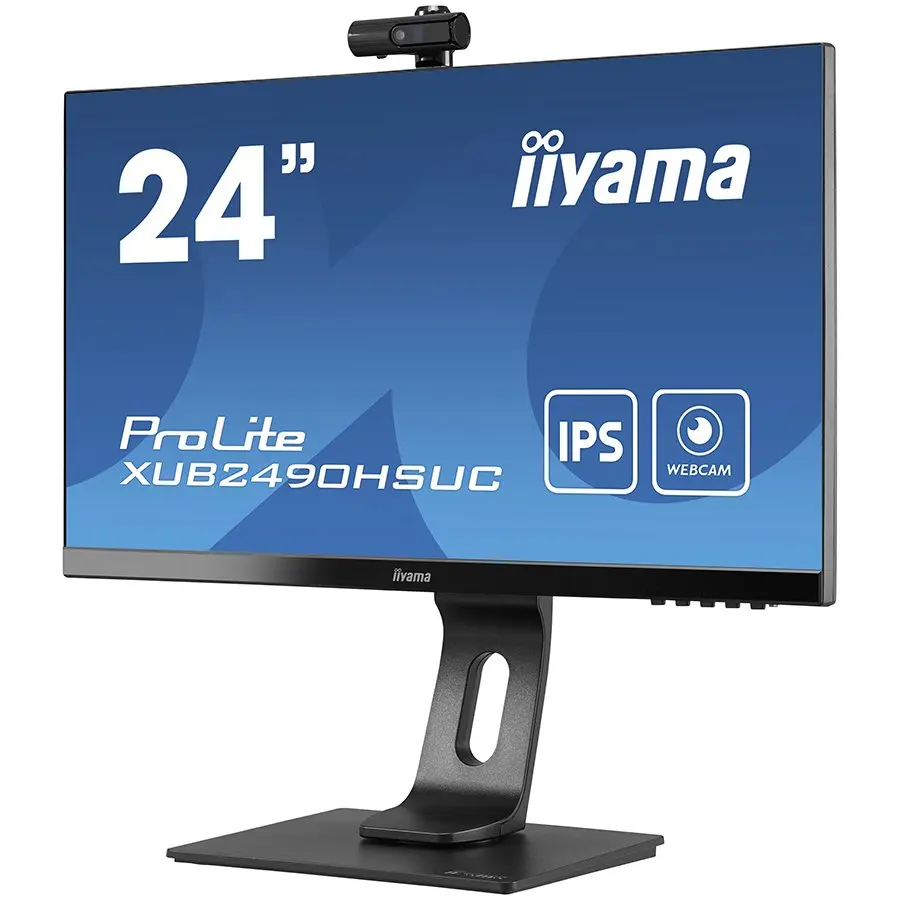 IIYAMA Monitor LED XUB2490HSUC-B1 24" ETE IPS, 1920x1080, Webcam 1080P Auto Focus, 13cm Height Adj. Stand, Pivot, 5ms, 250 cd/m², Speakers, HDMI, DisplayPort, USB2.0 port