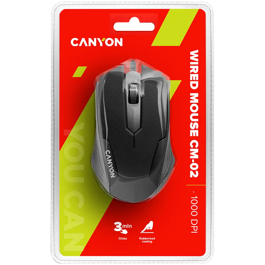 CANYON Optical wired mice, 3 buttons, DPI 1000, Black
