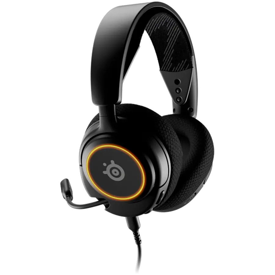 SteelSeries I Arctis Nova 3 I Gaming Headset I High Fidelity Drivers / Ultra lightweight / 4-points of adjustability / Noise-cancelling mic. / Dual-zone RGB lighting / Compatible with PC, Mac, PlayStation, Switch, and mobile devices via USB-C (USB-A adapter included) / Onboard volume dial and voice mute button I Black