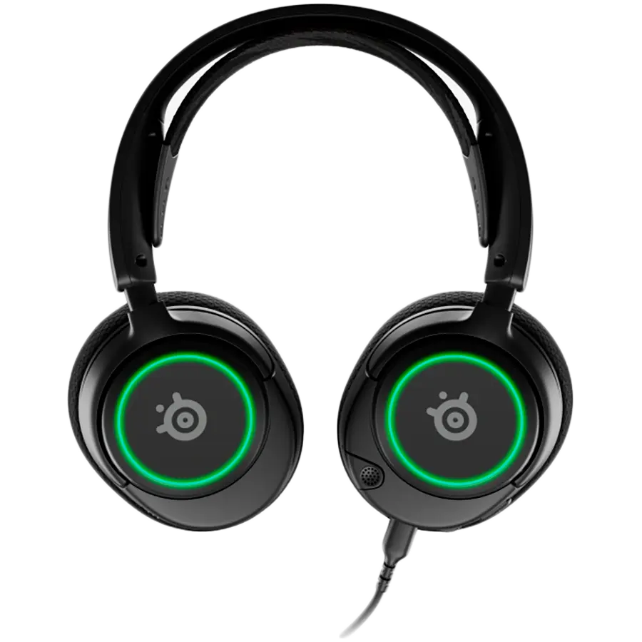 SteelSeries I Arctis Nova 3 I Gaming Headset I High Fidelity Drivers / Ultra lightweight / 4-points of adjustability / Noise-cancelling mic. / Dual-zone RGB lighting / Compatible with PC, Mac, PlayStation, Switch, and mobile devices via USB-C (USB-A adapter included) / Onboard volume dial and voice mute button I Black