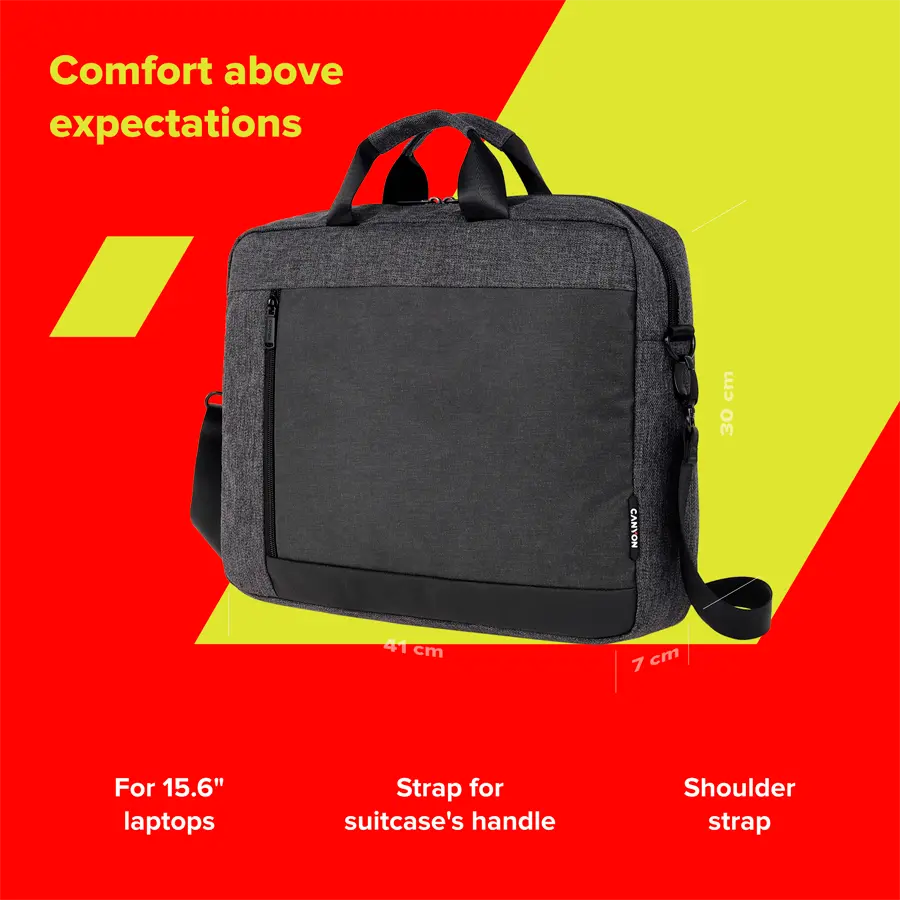 CANYON B-5, Laptop bag for 15.6 inch410MM x300MM x 70MMDark GreyExterior materials: 100% PolyesterInner materials:100% Polyester