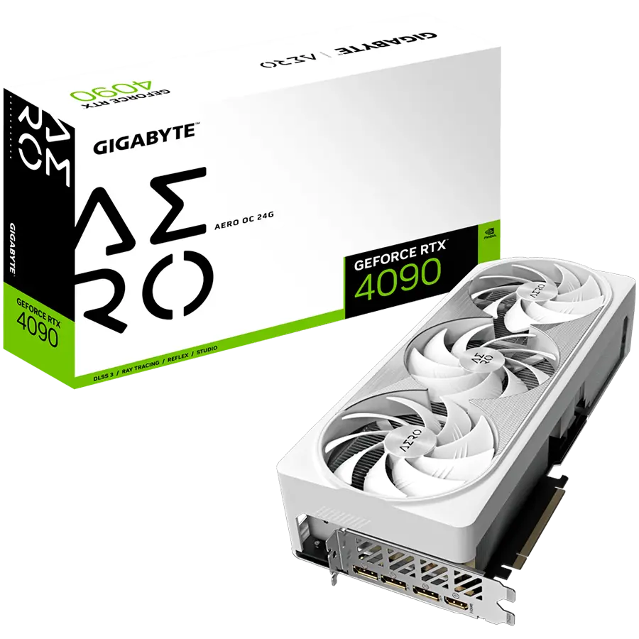 GIGABYTE Video Card NVIDIA GeForce RTX 4090 AERO OC 24G, GDDR6X 24GB/384bit, PCI-E 4.0 x16, 1x HDMI, 3x DP, 1x16pin power, recomm. 1000W PSU, ATX, Retail GV-N4090AERO OC-24GD