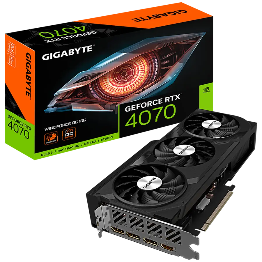 GIGABYTE Video Card NVIDIA GeForce RTX 4070 WINDFORCE OC 12GB, GDDR6X 12GB/192bit, PCI-E 4.0, 1x HDMI, 3x DP, Retail GV-N4070WF3OC-12GD