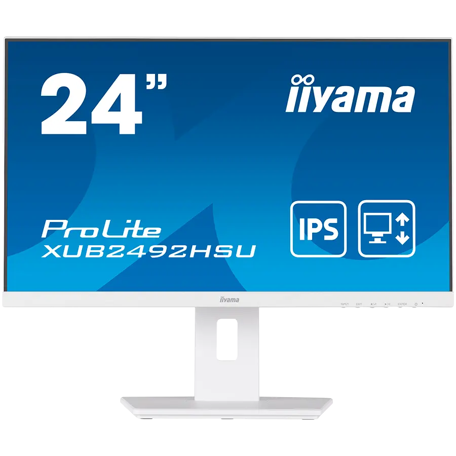 IIYAMA Monitor 24" WHITE, ETE IPS-panel, 1920x1080, 13cm Height Adj. Stand, Pivot, 250cd/m², Speakers, VGA, HDMI, DisplayPort, 4ms, USB-HUB (23,8" VIS)