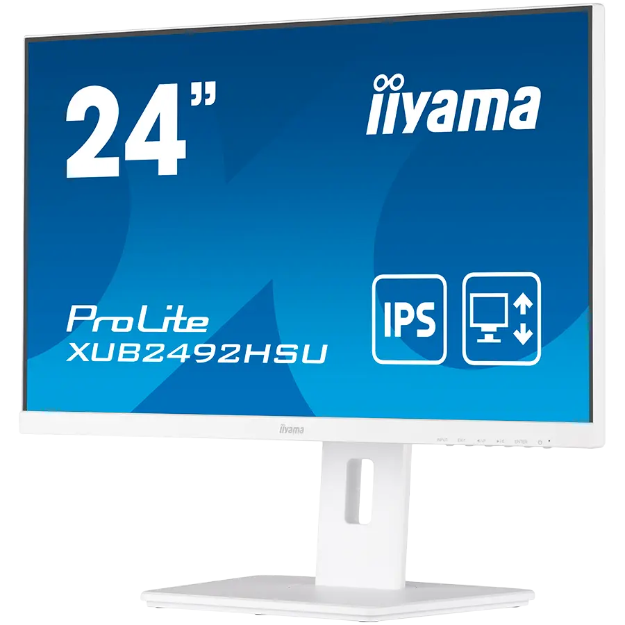 IIYAMA Monitor 24" WHITE, ETE IPS-panel, 1920x1080, 13cm Height Adj. Stand, Pivot, 250cd/m², Speakers, VGA, HDMI, DisplayPort, 4ms, USB-HUB (23,8" VIS)