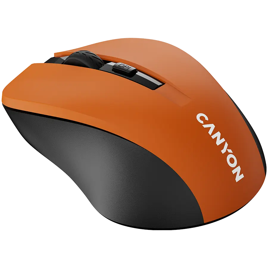 CANYON MW-1 2.4GHz wireless optical mouse with 4 buttons, DPI 800/1200/1600, Orange, 103.5*69.5*35mm, 0.06kg