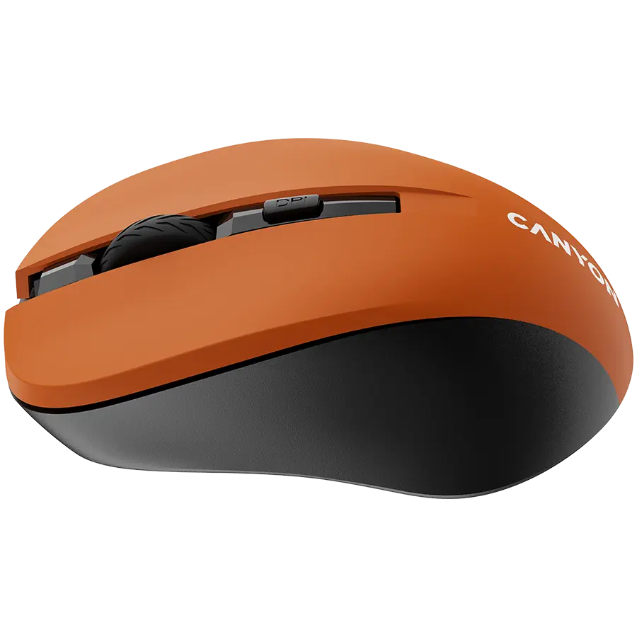 CANYON MW-1 2.4GHz wireless optical mouse with 4 buttons, DPI 800/1200/1600, Orange, 103.5*69.5*35mm, 0.06kg