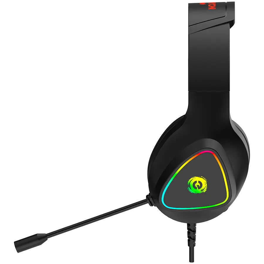 CANYON Shadder GH-6, RGB gaming headset with Microphone, Microphone frequency response: 20HZ~20KHZ, ABS+ PU leather, USB*1*3.5MM jack plug, 2.0M PVC cable, weight: 300g, Black