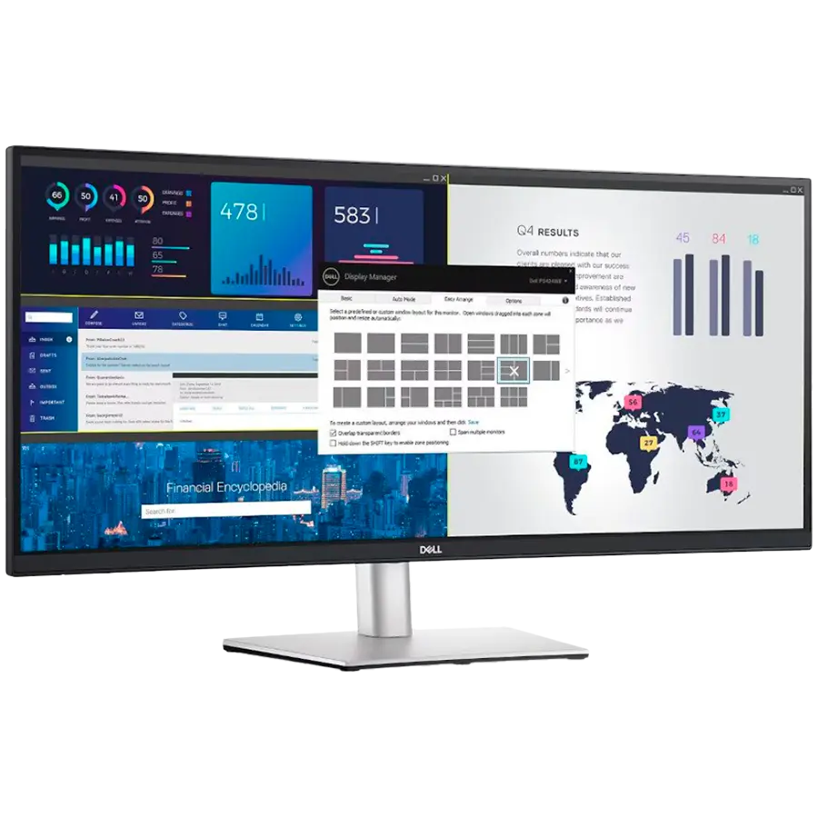 Monitor DELL Professional Curved P3424WE 34", 3440x1440, WQHD, IPS Antiglare, 21:9, 1000:1, 300 cd/m2, 8ms/5ms, 178/178, DP, HDMI, USB-C, USB-B, 4xUSB 3.2, Tilt, Swivel, Height Adjust, 3Y