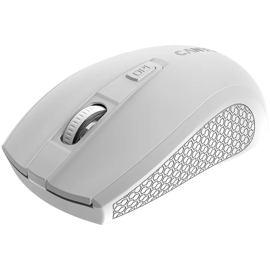 CANYON MW-7, 2.4Ghz wireless mouse, 6 buttons, DPI 800/1200/1600, with 1 AA battery ,size 110*60*37mm,58g,white