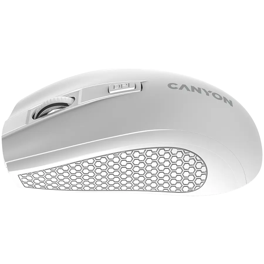 CANYON MW-7, 2.4Ghz wireless mouse, 6 buttons, DPI 800/1200/1600, with 1 AA battery ,size 110*60*37mm,58g,white