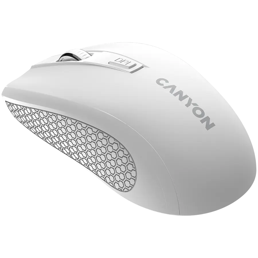 CANYON MW-7, 2.4Ghz wireless mouse, 6 buttons, DPI 800/1200/1600, with 1 AA battery ,size 110*60*37mm,58g,white