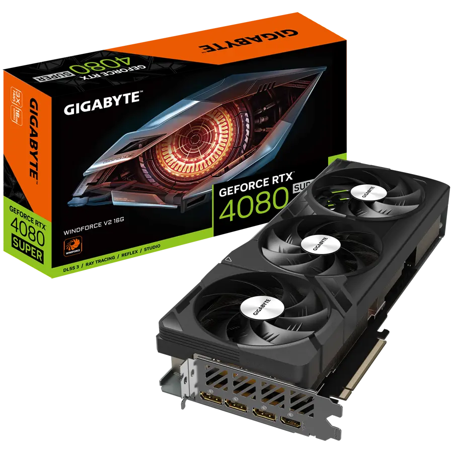 GIGABYTE Video Card NVIDIA GeForce RTX 4080 SUPER WINDFORCE V2 16G, 16GB GDDR6X/256bit, PCI-E 4.0, 1xHDMI, 3xDP, Recommended PSU 750W, ATX GV-N408SWF3V2-16GD