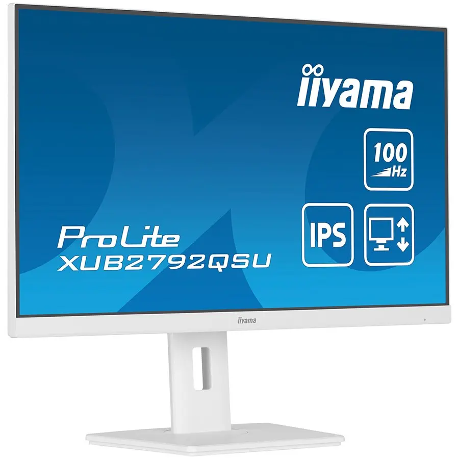 IIYAMA Monitor LED XUB2792QSU-W6 27" ETE IPS-panel, 2560x1440 QHD, 5ms, FreeSync, 15cm height adj. stand, 250cd/m², HDMI, DisplayPort, Speakers, USB-HUB WHITE