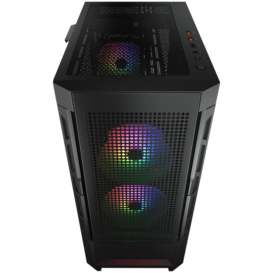 COUGAR | Case Airface RGB Black | PC Case | Mid Tower / Mesh Front Panel / 2 x 140mm ARGB Fans / 1x 120mm ARGB Fan / TG Left Panel / Black