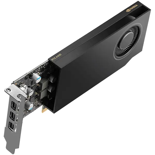 PNY NVIDIA A400 4GB LowProfile PCI-Express 3.0 x16, LP4 GB GDDR6 64-bit 3x Mini DP 1.4 Installguide, Supportguide 4x mDP to DP adapter, 1x LP bracket VCNRTXA400-PB