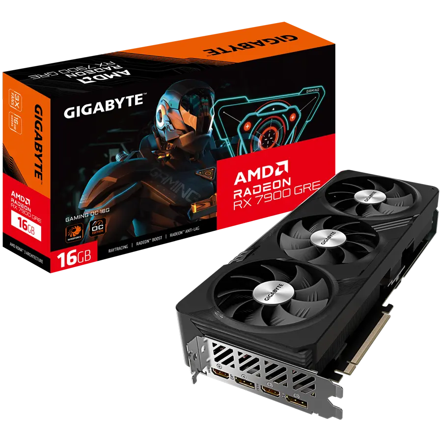 GIGABYTE Video Card AMD Radeon RX 7900 GRE GAMING OC 16G, GDDR6 16GB/256bit, PCI-E 4.0 x16, 2xHDMI, 2xDP, 2x8pin, WINDFORCE 3X, 700W PSU, Retail GV-R79GREGAMING OC-16GD