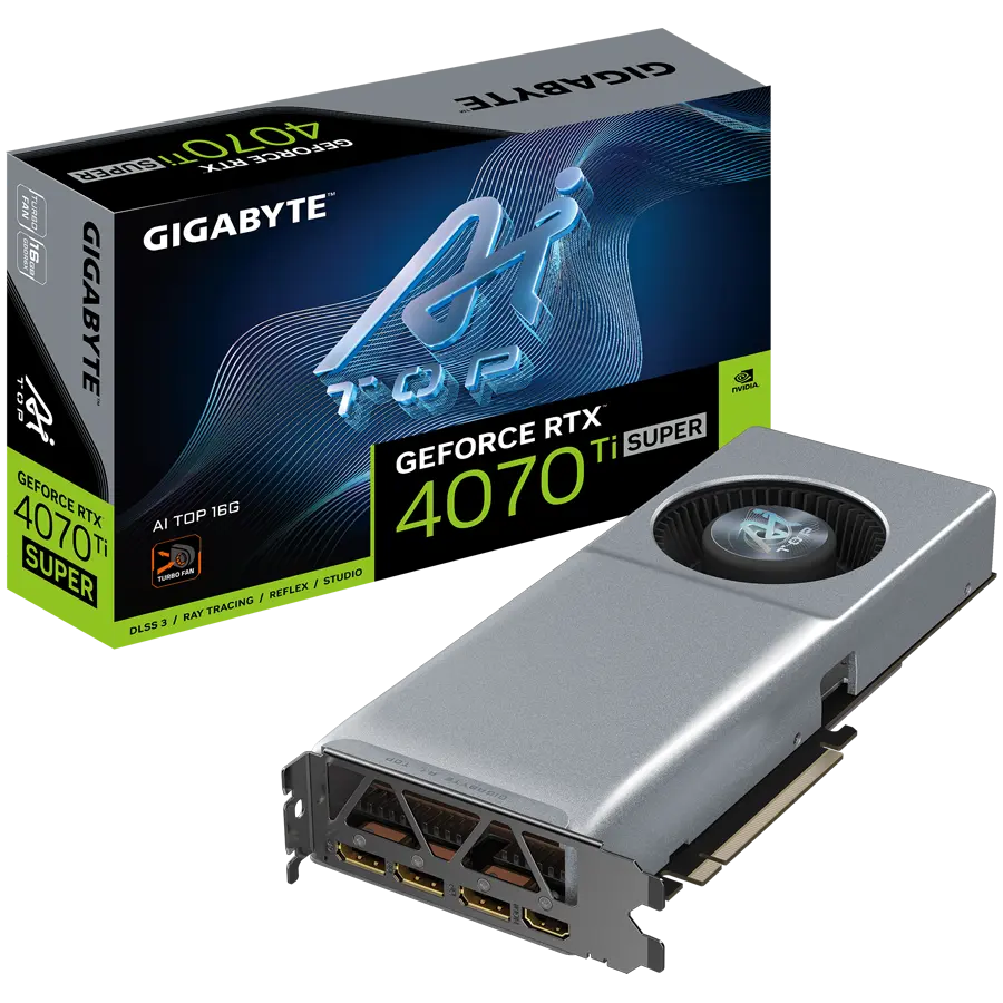 GIGABYTE Video Card NVIDIA GeForce RTX 4070 TI SUPER AI TOP 16GB, GDDR6X 16GB/256bit, PCI-E 4.0, 1x HDMI, 3x DP, 1x 12VHPWR, Retail GV-N407TSAI TOP-16GD