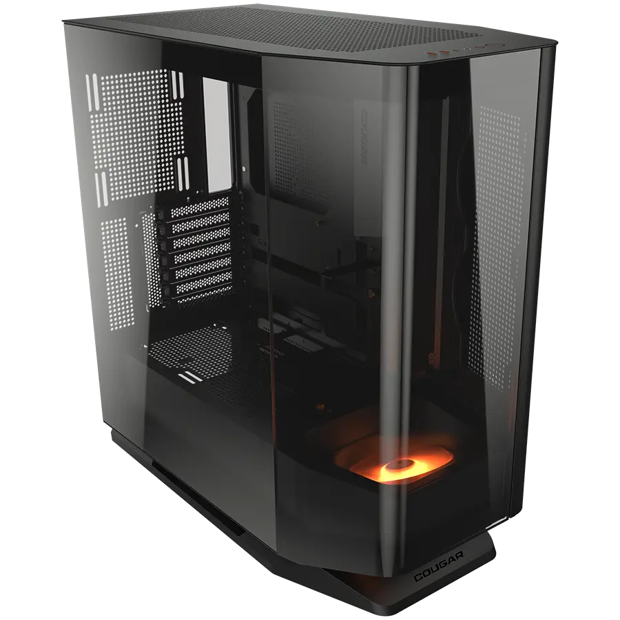 COUGAR | FV270 Black | PC Case | Mid tower / Tempered, Curved Glass Perimeter / Quick Detachable Air Filters / Up to 9 Fans (1x120mm RGB Preinstalled) / Black CGR-58M6B