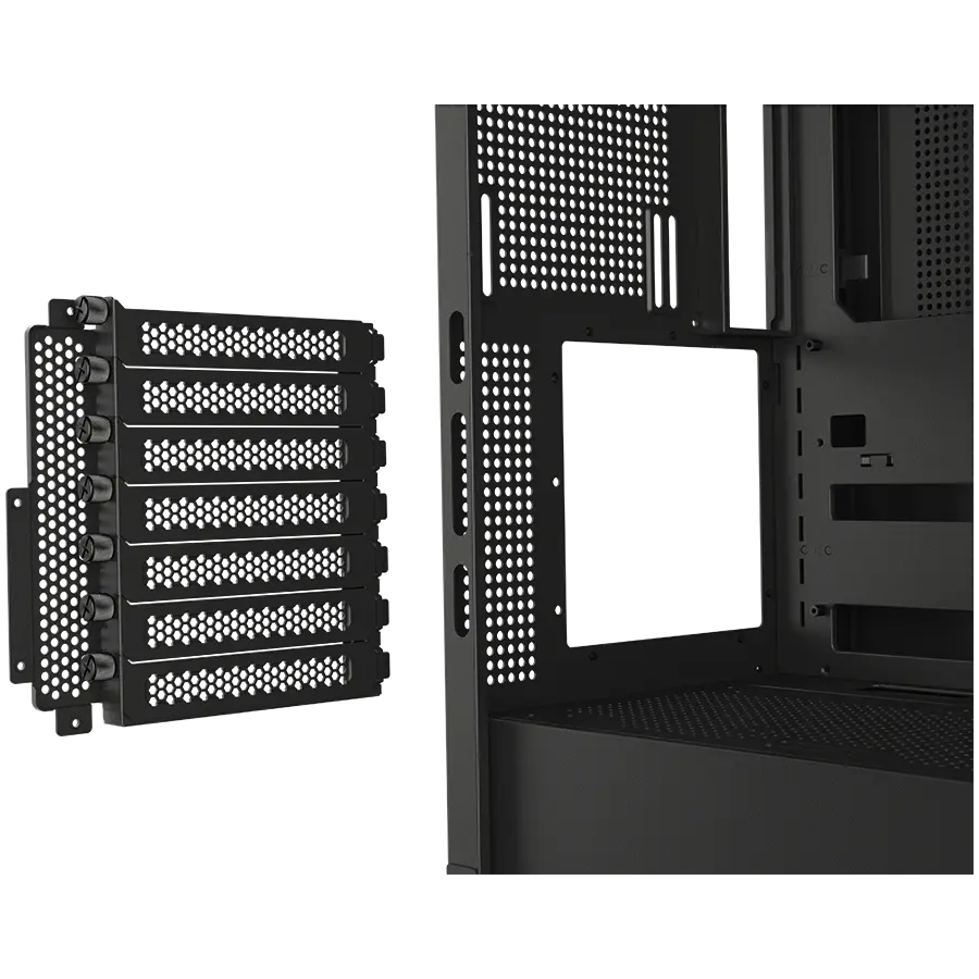 COUGAR | FV270 Black | PC Case | Mid tower / Tempered, Curved Glass Perimeter / Quick Detachable Air Filters / Up to 9 Fans (1x120mm RGB Preinstalled) / Black CGR-58M6B