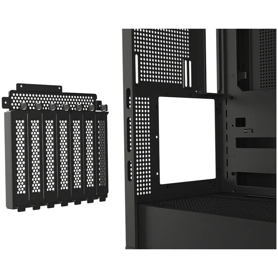 COUGAR | FV270 Black | PC Case | Mid tower / Tempered, Curved Glass Perimeter / Quick Detachable Air Filters / Up to 9 Fans (1x120mm RGB Preinstalled) / Black CGR-58M6B