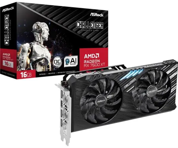 Asrock Radeon RX 7600 XT Challenger 16GB OC, 16GB GDDR6 ASR-RX7600XT CL 16GO