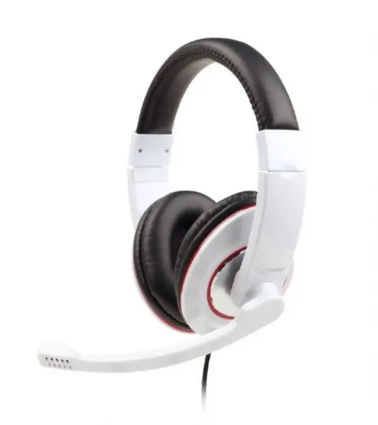 Gembird Stereo headset with rotating microphone, glossy white